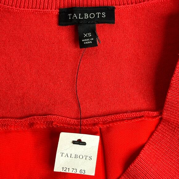 NWT Talbots Red V-Neck Cotton Rayon Nylon Front Poly Back Sweater Womens Size XS - Picture 7 of 10